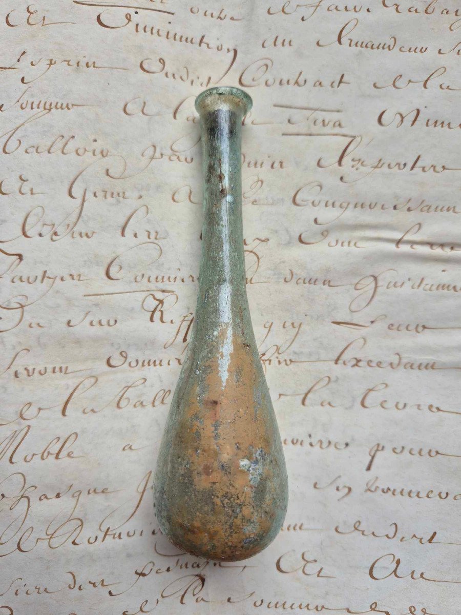 Lacrymatoire ou Balsamaire - Flacon romain en verre irisé-photo-3