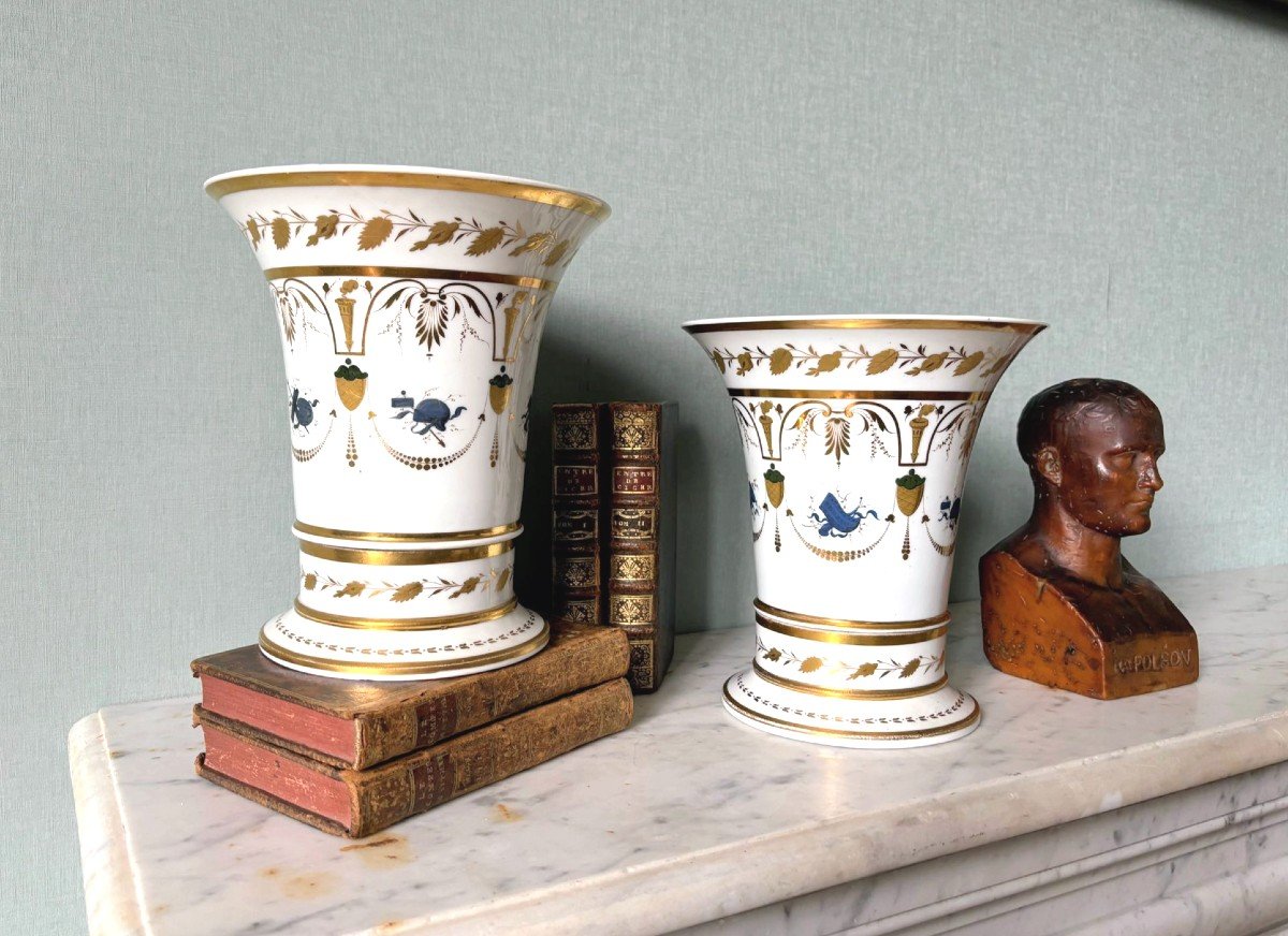 Paire de vases cache-pots dits Cornets -  Époque Empire-photo-4