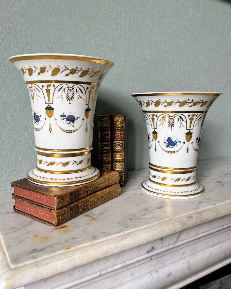 Paire de vases cache-pots dits Cornets -  Époque Empire