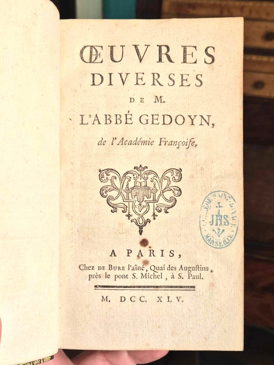 1745 - Maroquin Vert - Oeuvres Diverses De M L&#039;abb&eacute; Gedoyn-photo-3