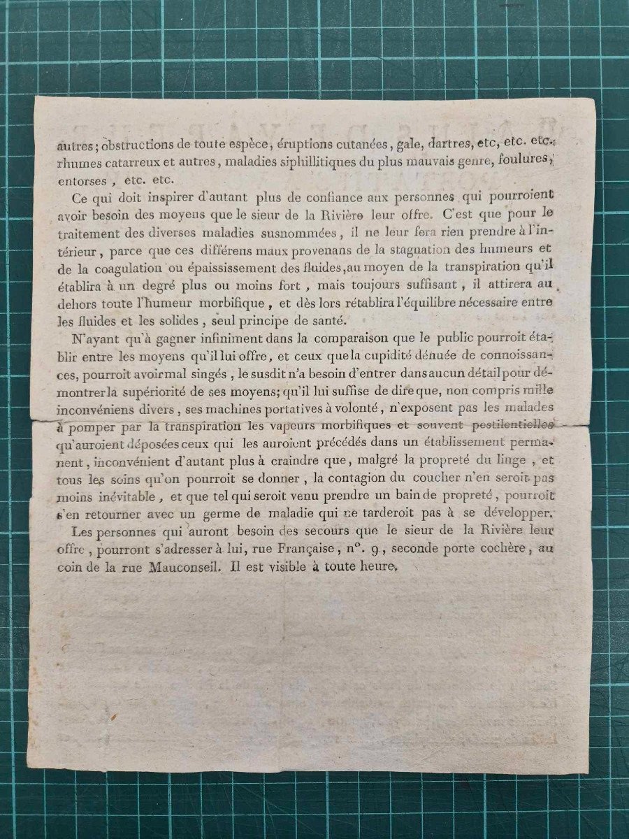 Colportage - Prospectus m&eacute;dicaux XVIIIe si&egrave;cle &ndash; Tracts publicitaires-photo-3