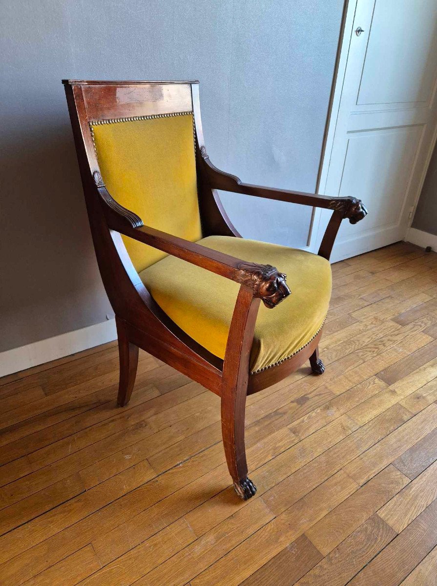 Empire Style Officer's Office Chair - Solid Mahogany 