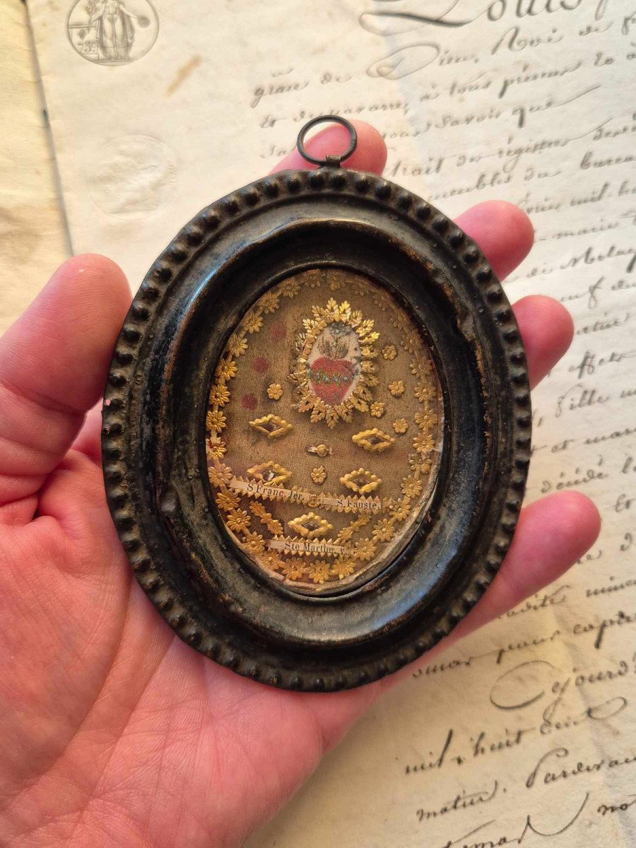 19th Century Reliquary With Three Saints-photo-3