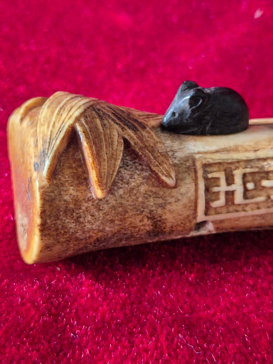 Deer Horn Netsuke 19th Century Japanese Art-photo-2