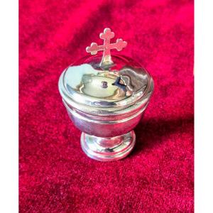 Solid Silver Ciborium For The Sick By Chevron Fres In Paris (1885-1894)