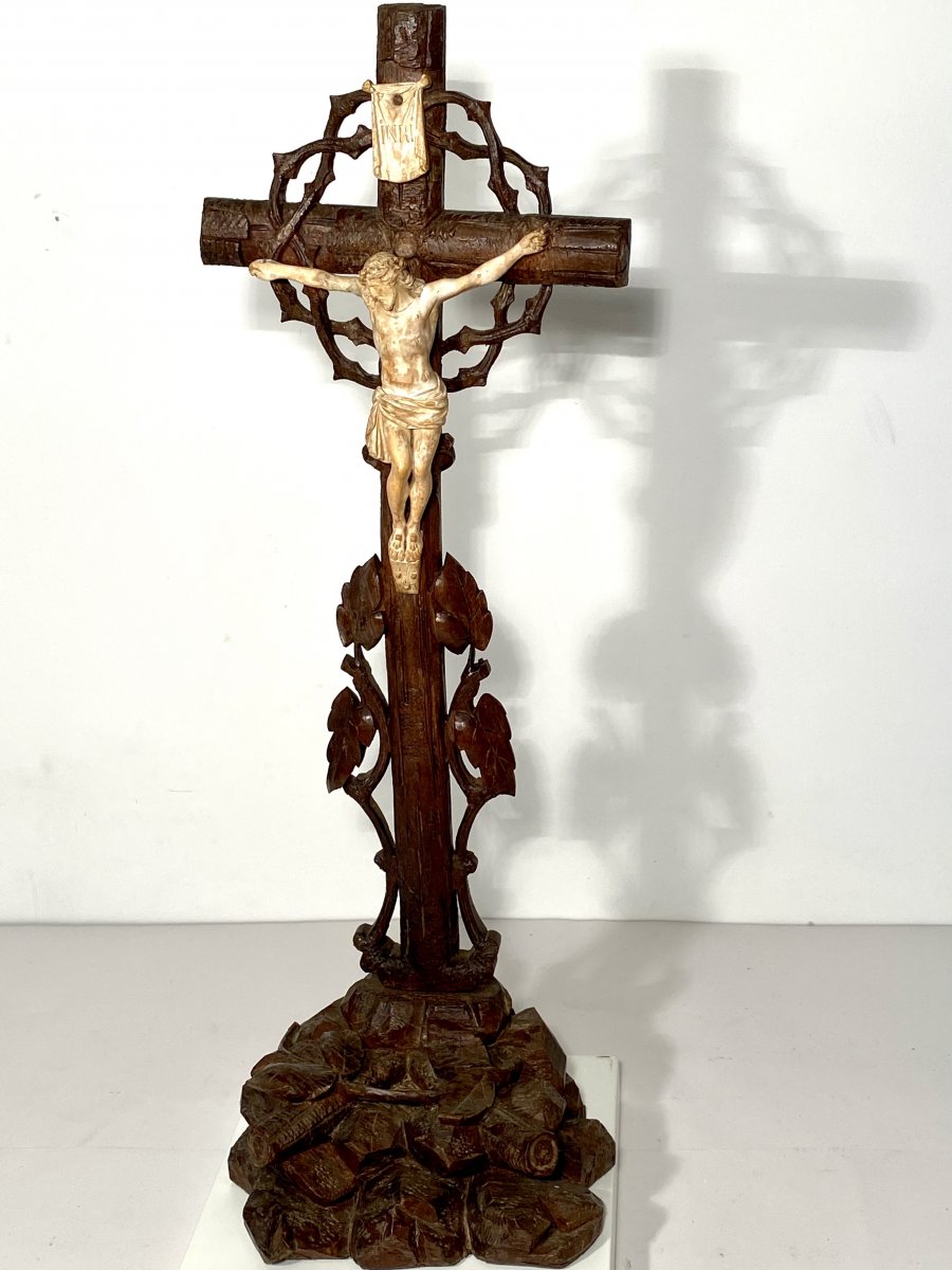 Crucifix d'Autel Forêt Noire XIXe Siècle -photo-2