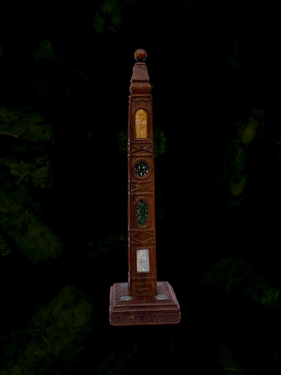 Obelisk In Wood With Precious And Semi Precious Stones, Rome, Beginning XIX Century-photo-3