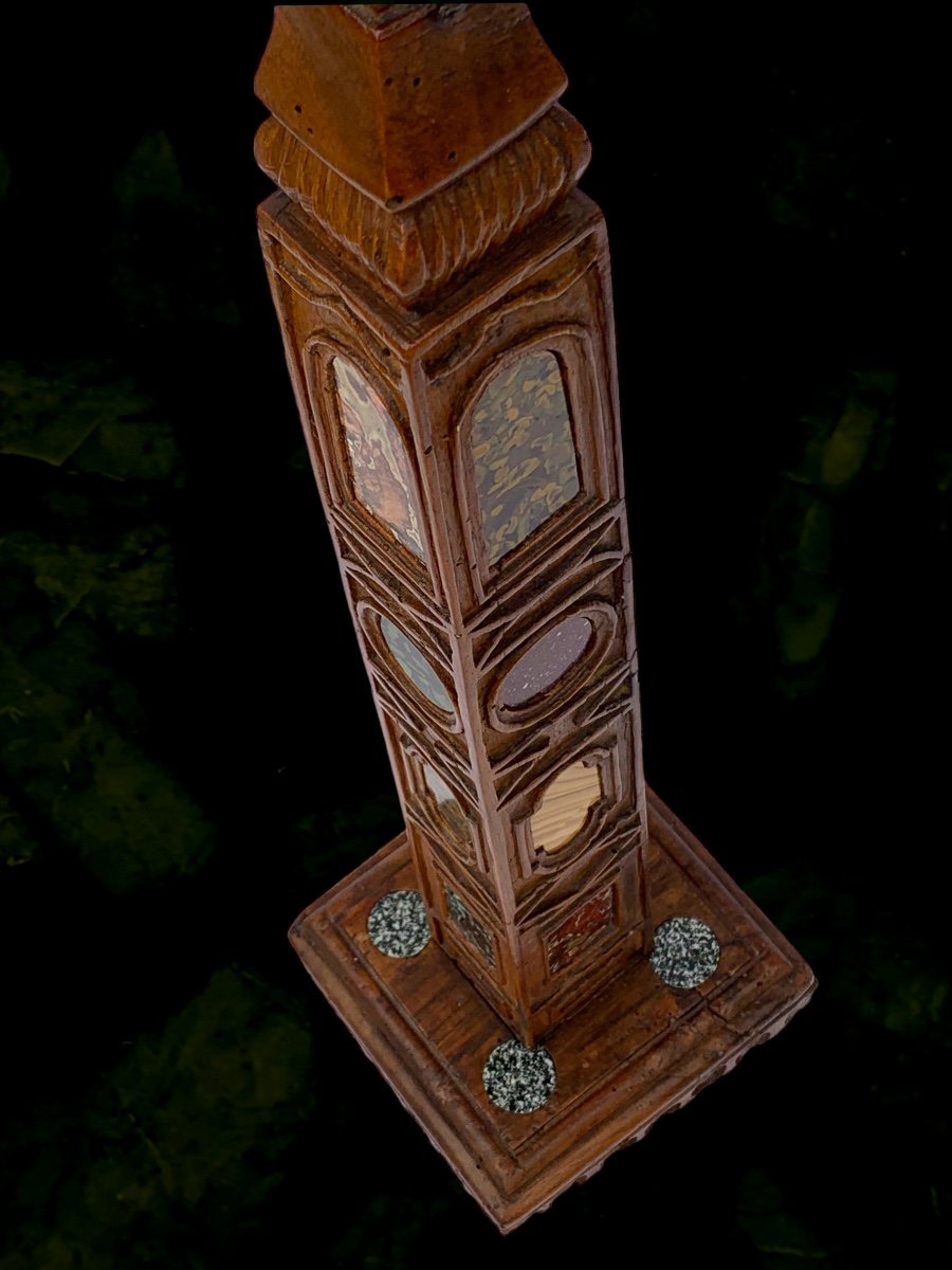 Obelisk In Wood With Precious And Semi Precious Stones, Rome, Beginning XIX Century-photo-3