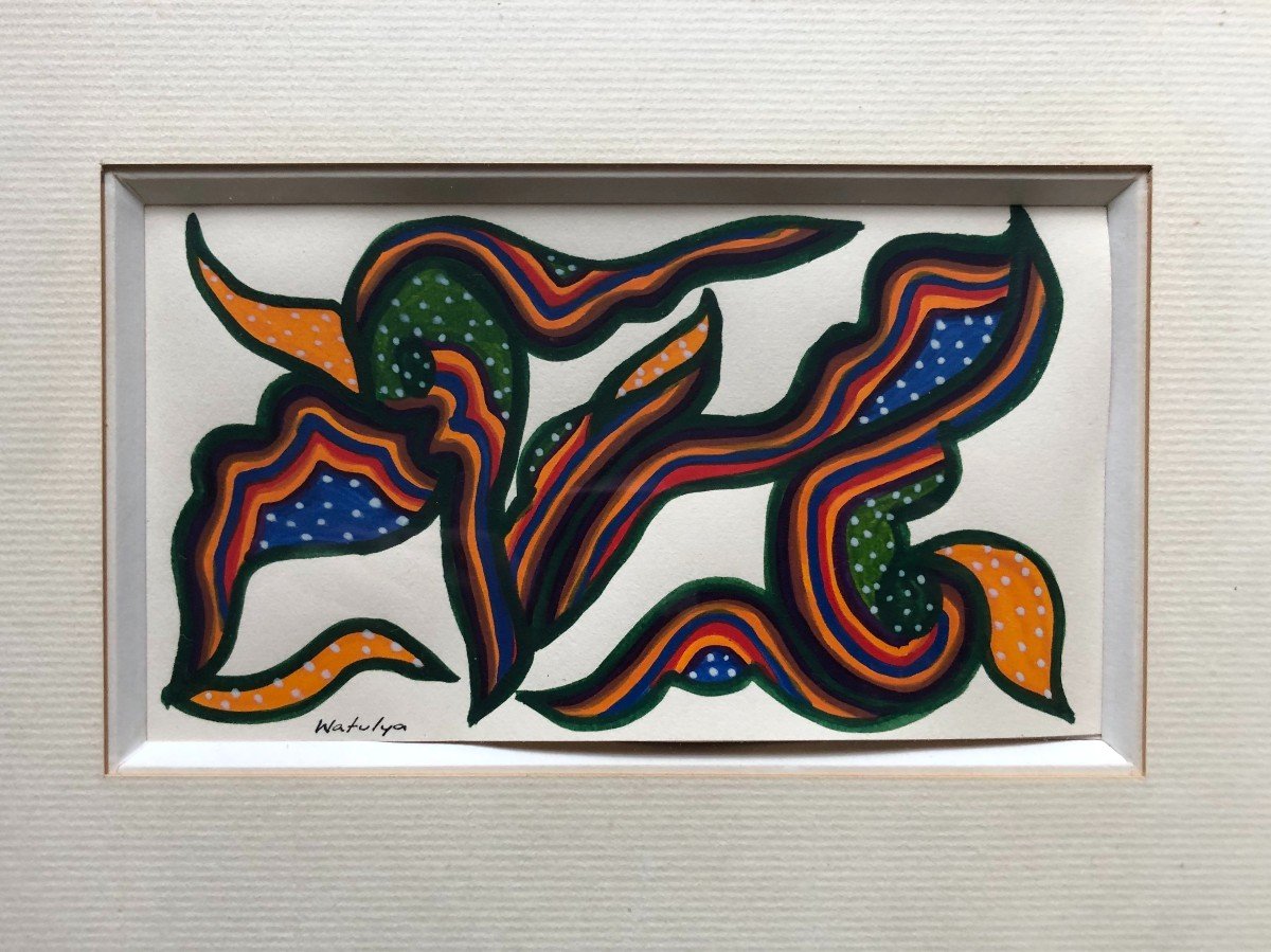 Gouache Signed Watulya, Aboriginal Work-photo-2