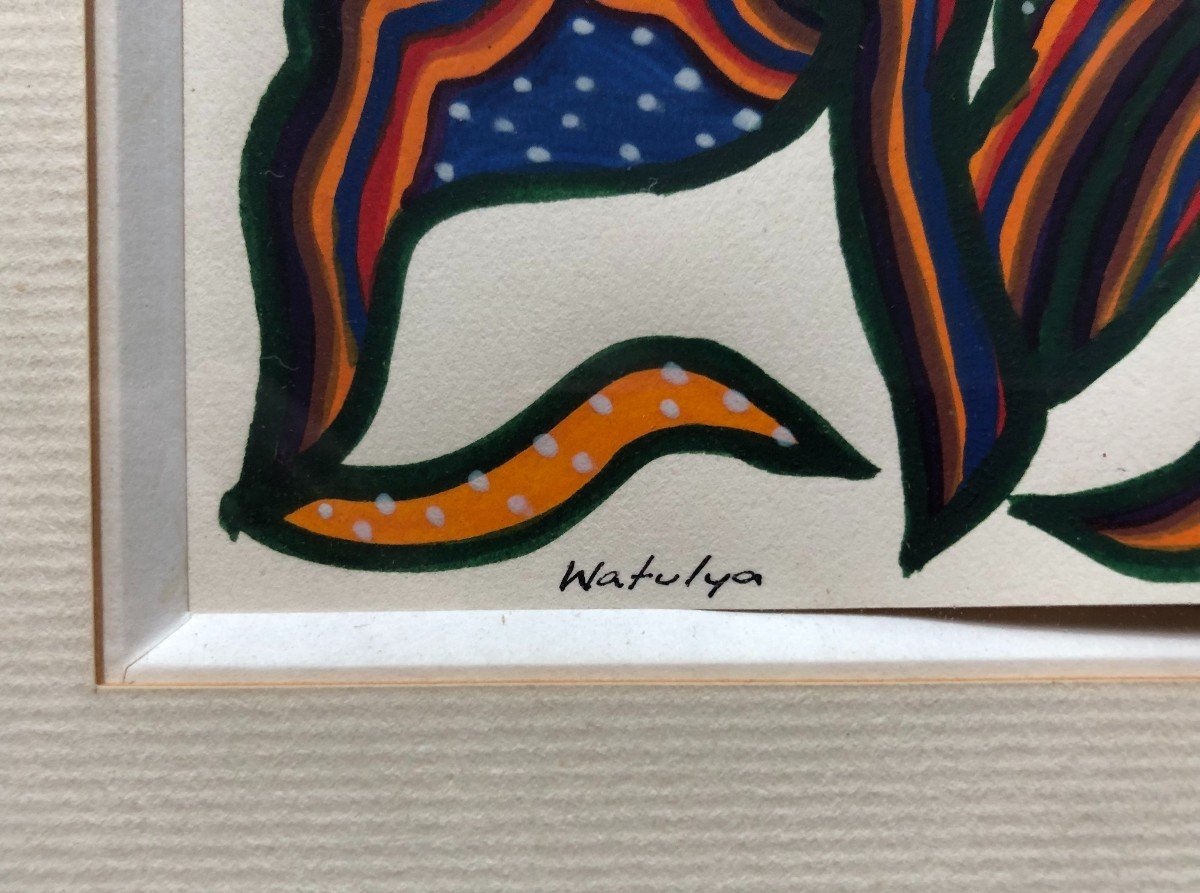 Gouache Signed Watulya, Aboriginal Work-photo-3