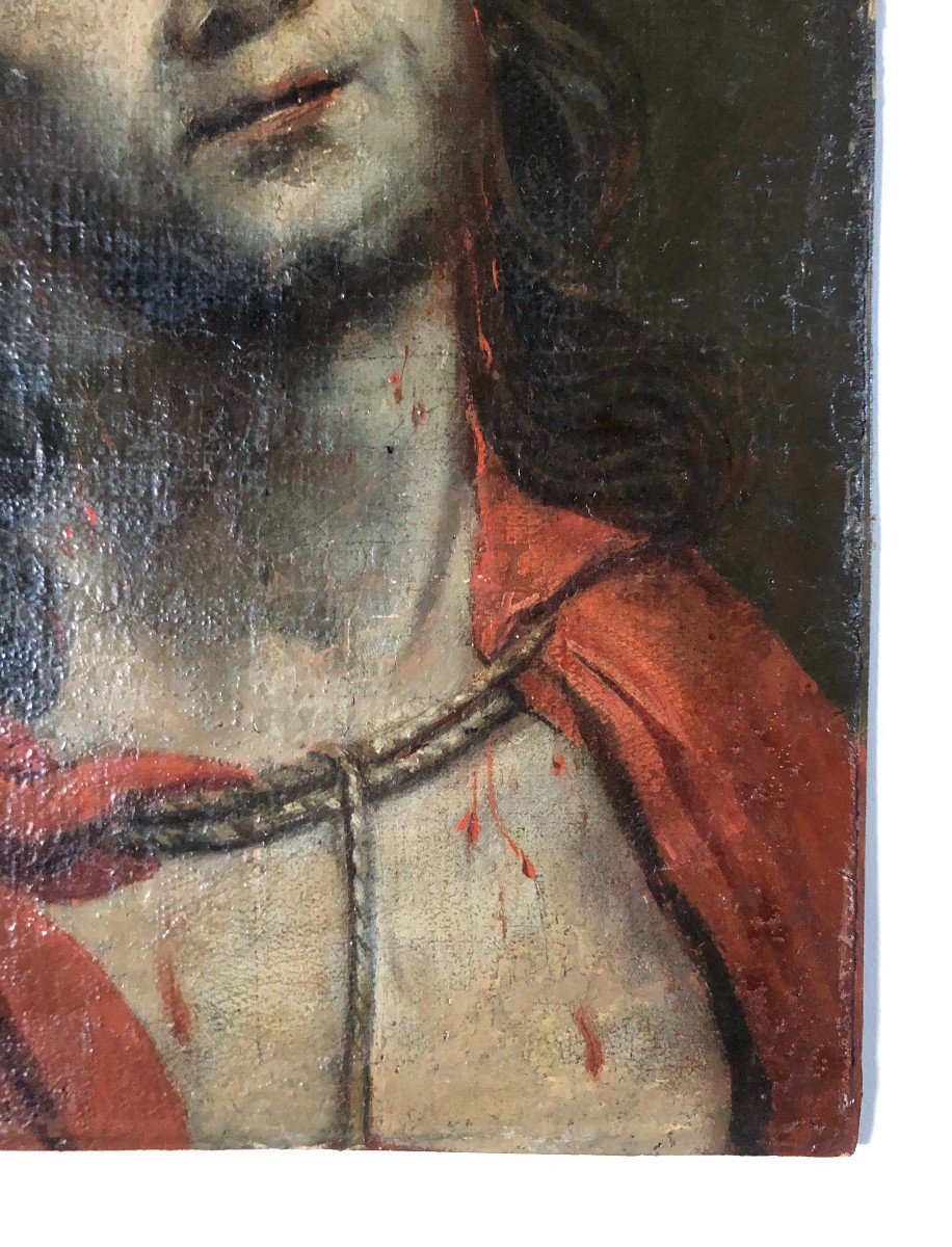 Christ With The Crown Of Thorns, Oil On Canvas Mounted On Cardboard, Eighteenth Or Before-photo-1