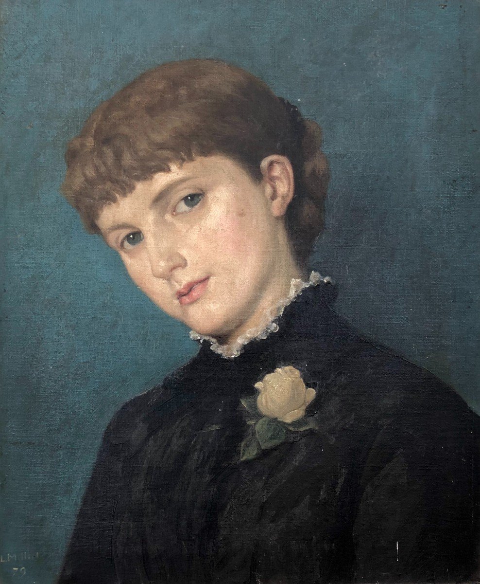 Portrait De Jeune Femme, Huile Sur Toile Signée Et Datée (18)79