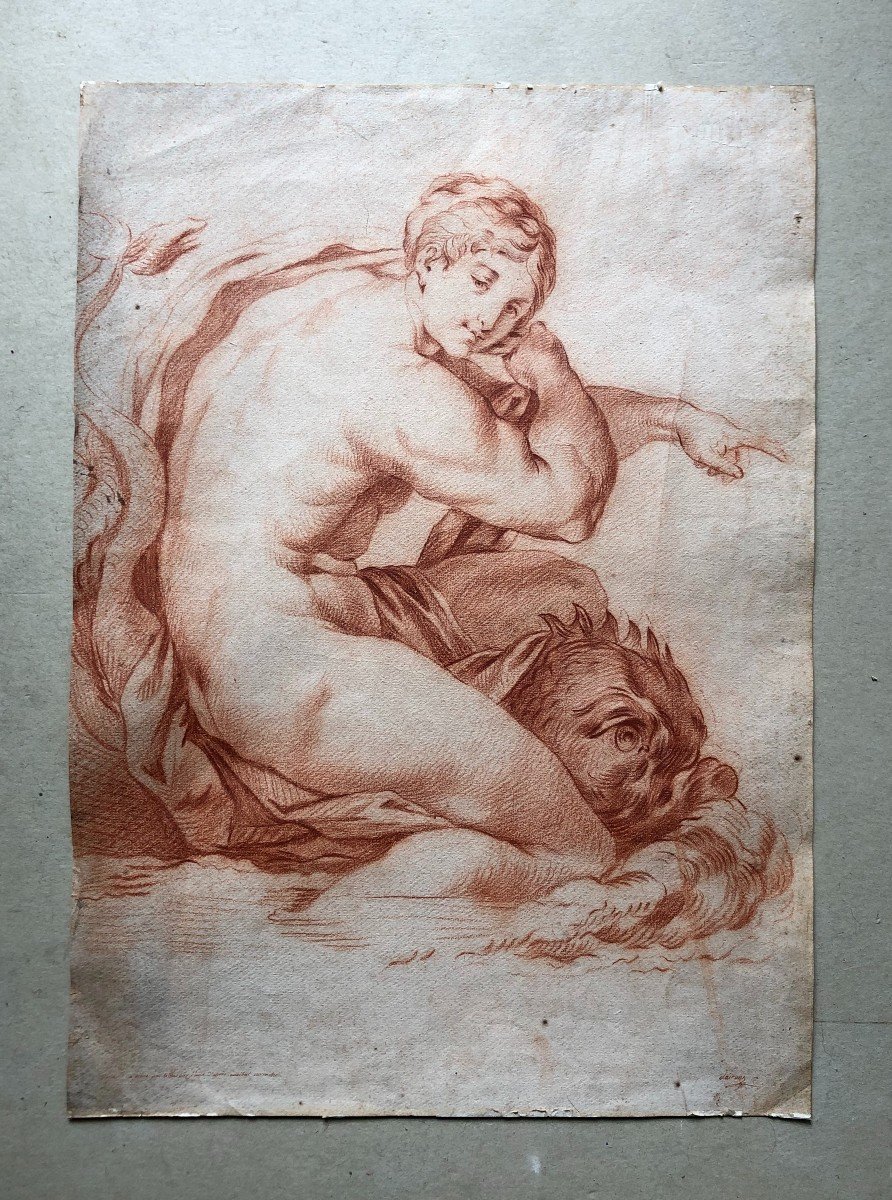 Nereid, Sanguine After Annibale Carracci, 18th Century-photo-2