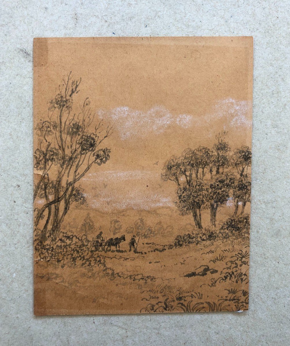 Animated Landscape, Small Nineteenth Drawing-photo-2