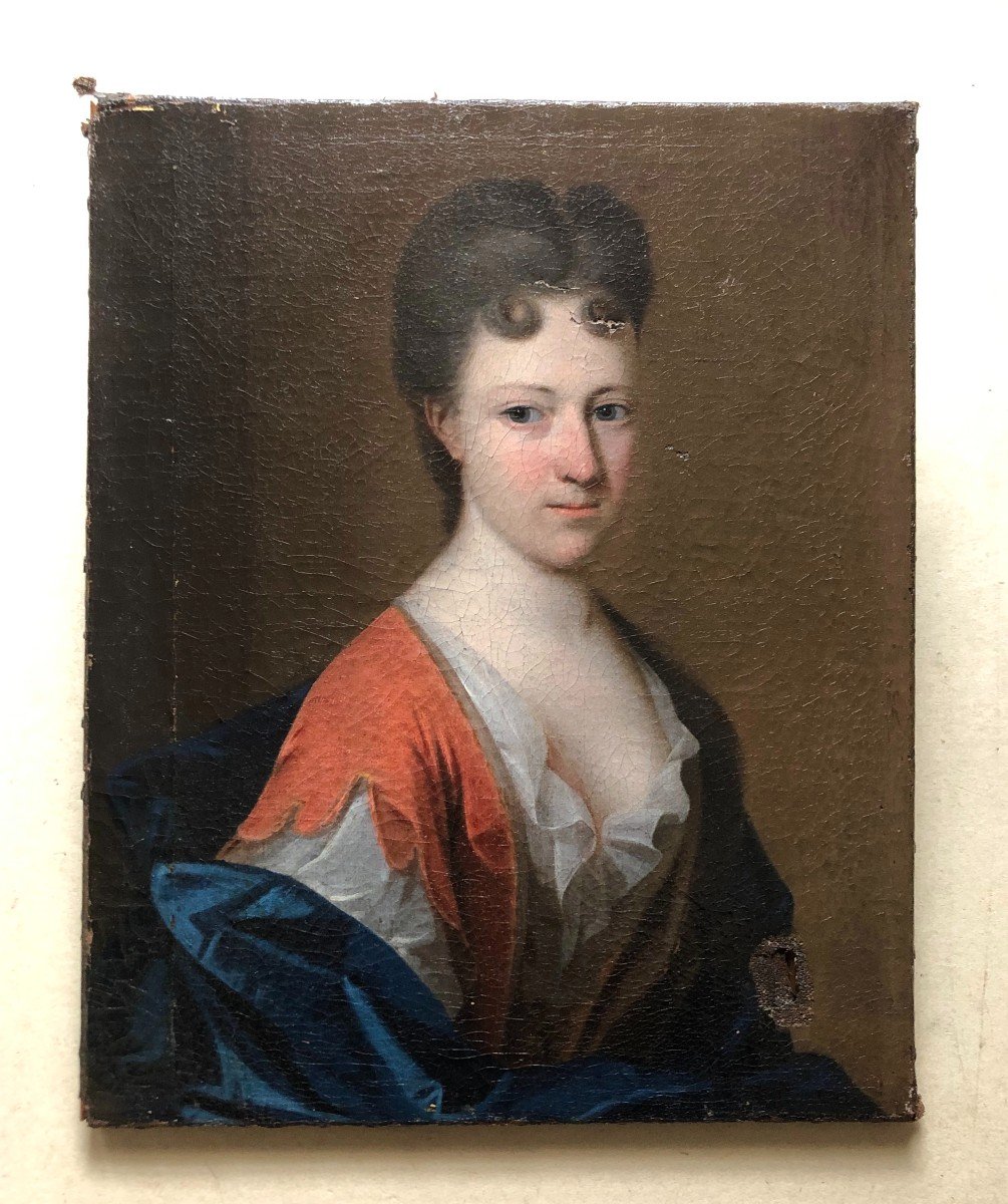 Portrait Of A Woman, Oil On Canvas Early 18th Century To Be Restored-photo-2