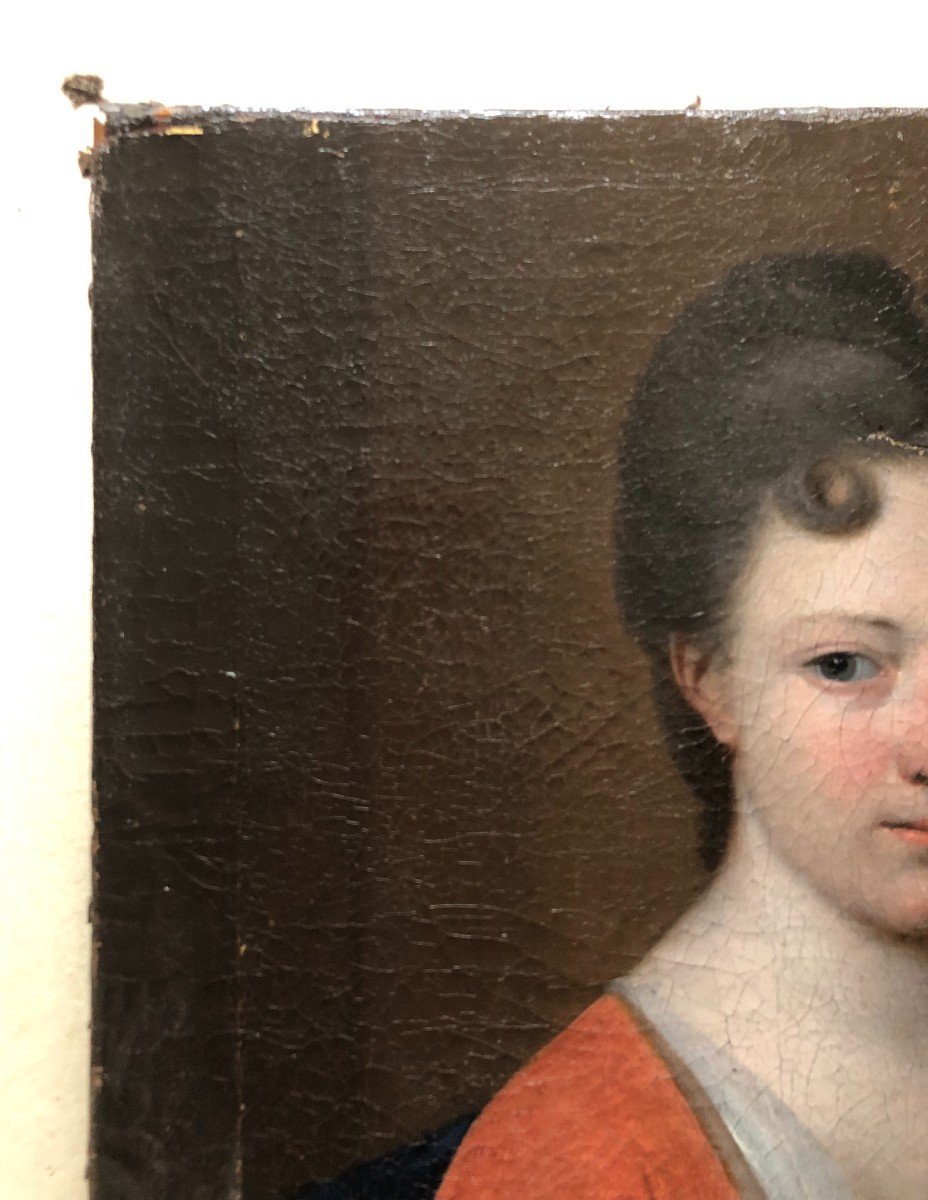 Portrait Of A Woman, Oil On Canvas Early 18th Century To Be Restored-photo-3