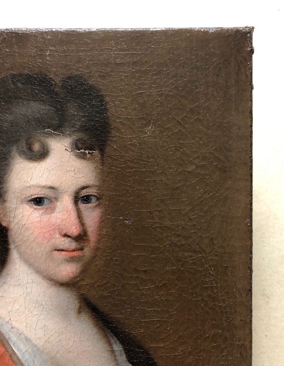 Portrait Of A Woman, Oil On Canvas Early 18th Century To Be Restored-photo-4