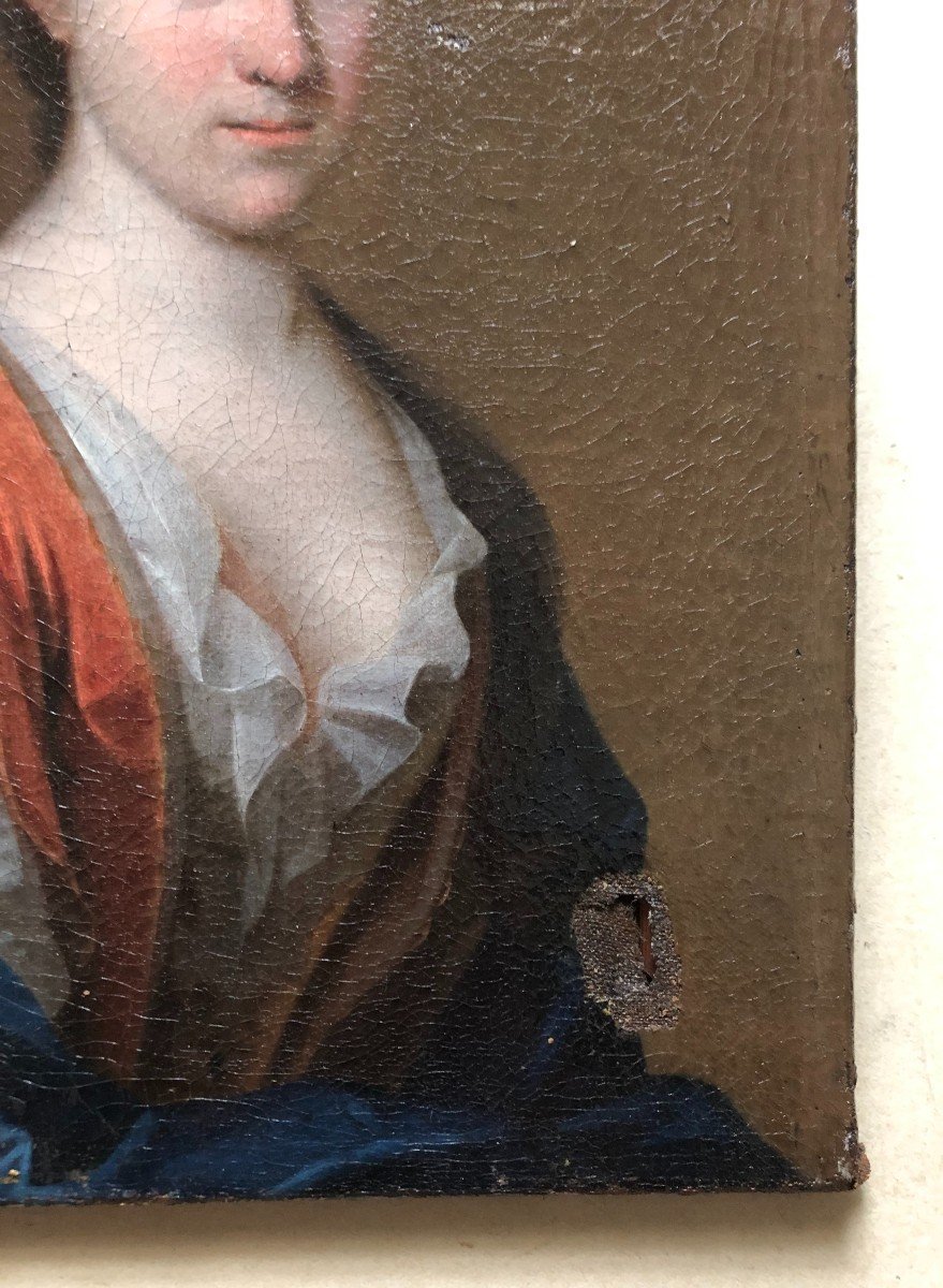 Portrait Of A Woman, Oil On Canvas Early 18th Century To Be Restored-photo-1