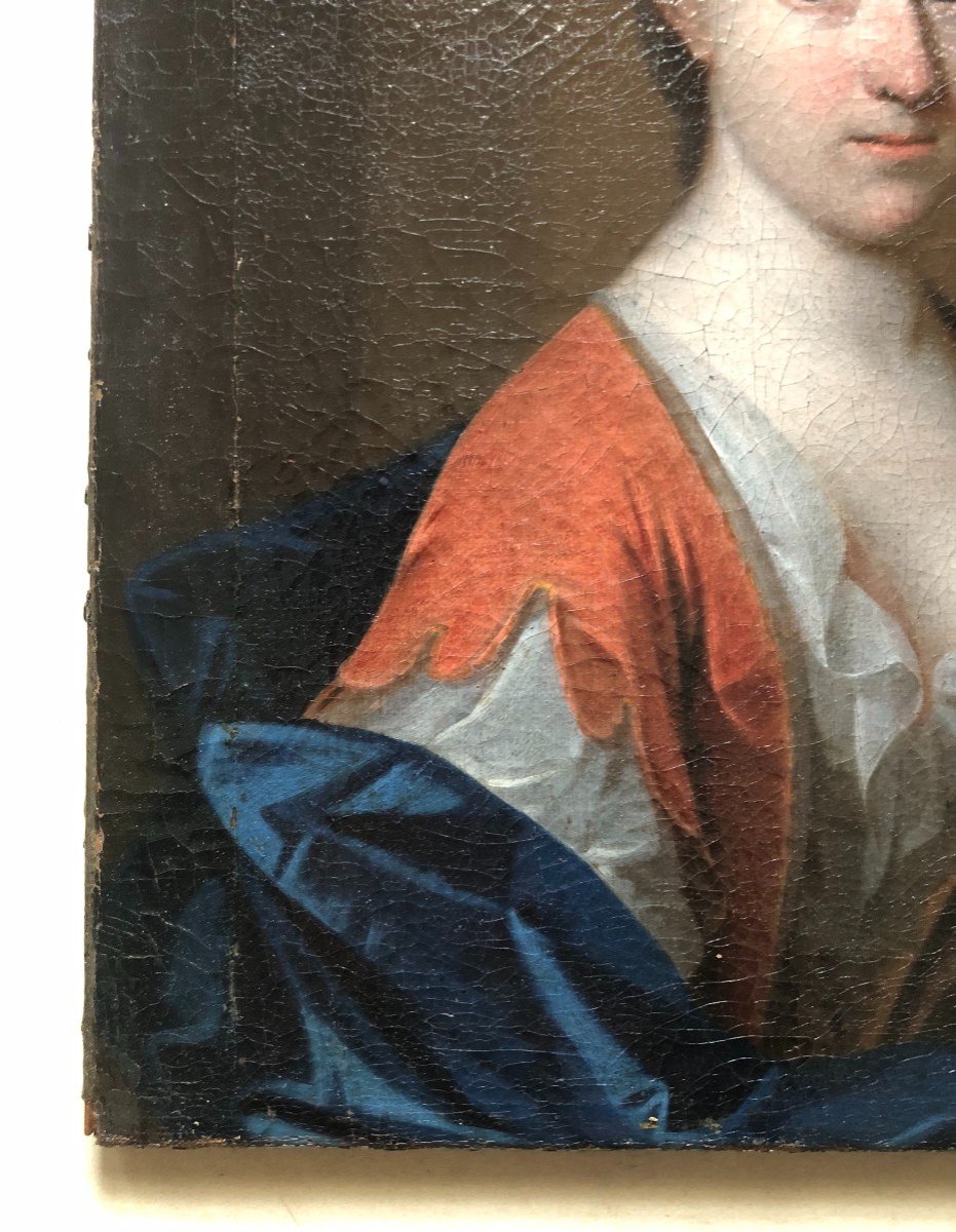 Portrait Of A Woman, Oil On Canvas Early 18th Century To Be Restored-photo-2