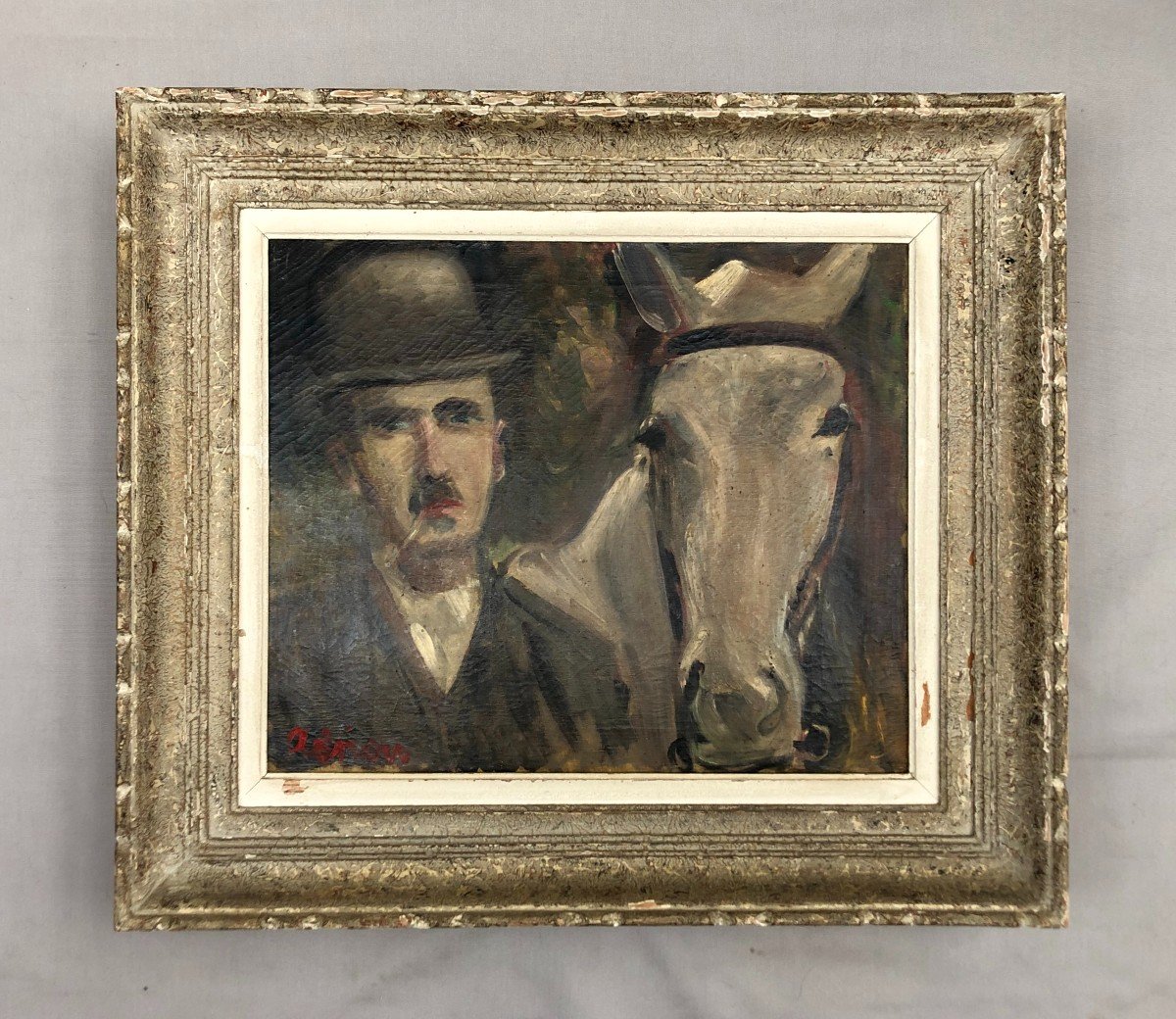 Lucien Adrion, Portrait Of A Man And His Horse-photo-2