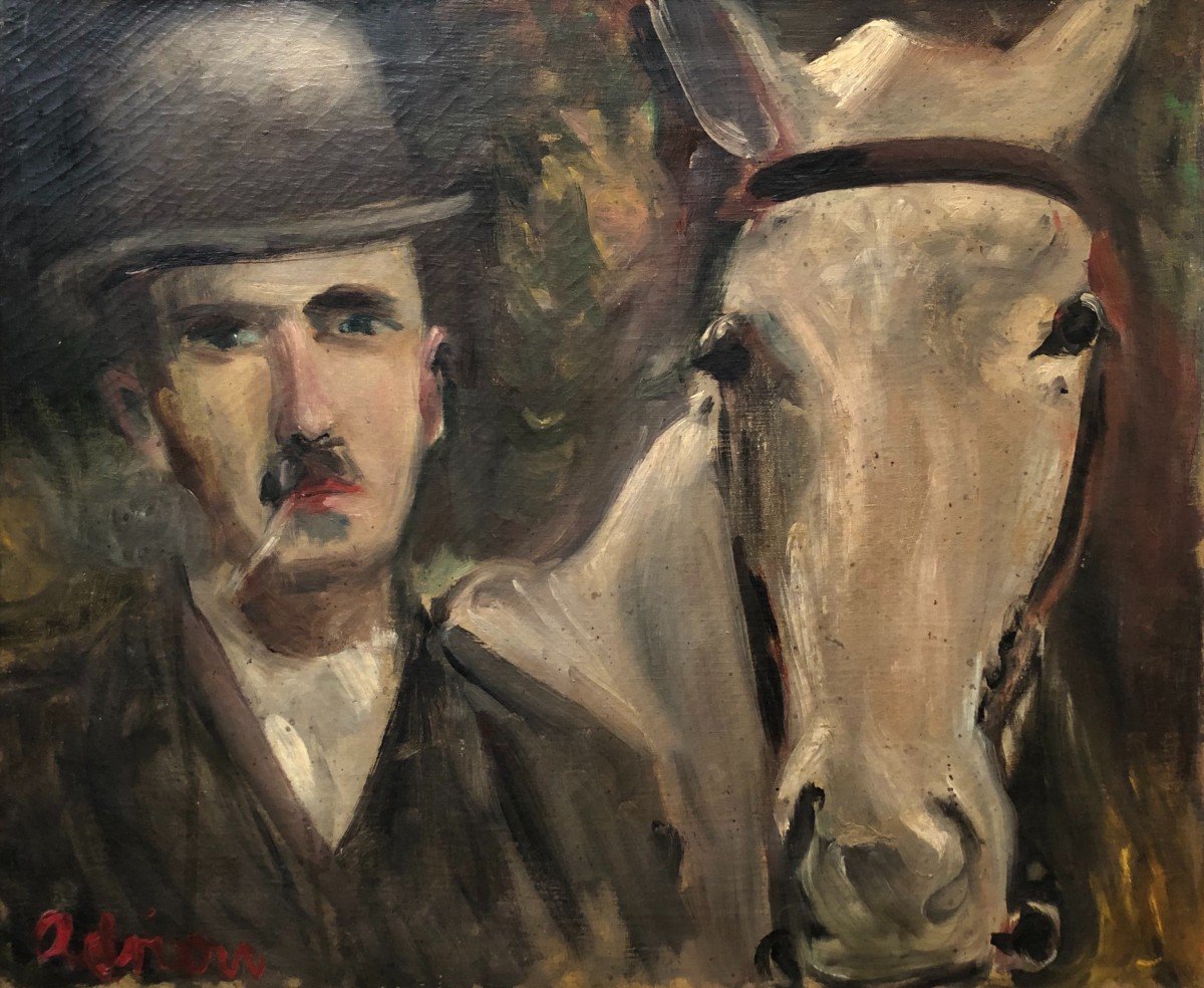 Lucien Adrion, Portrait Of A Man And His Horse