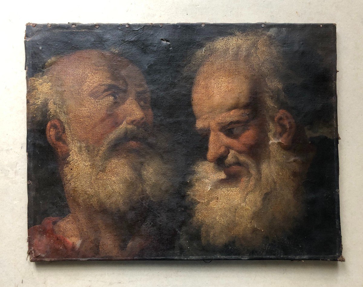 Portrait Of Two Men, 17th Century Italian School-photo-2