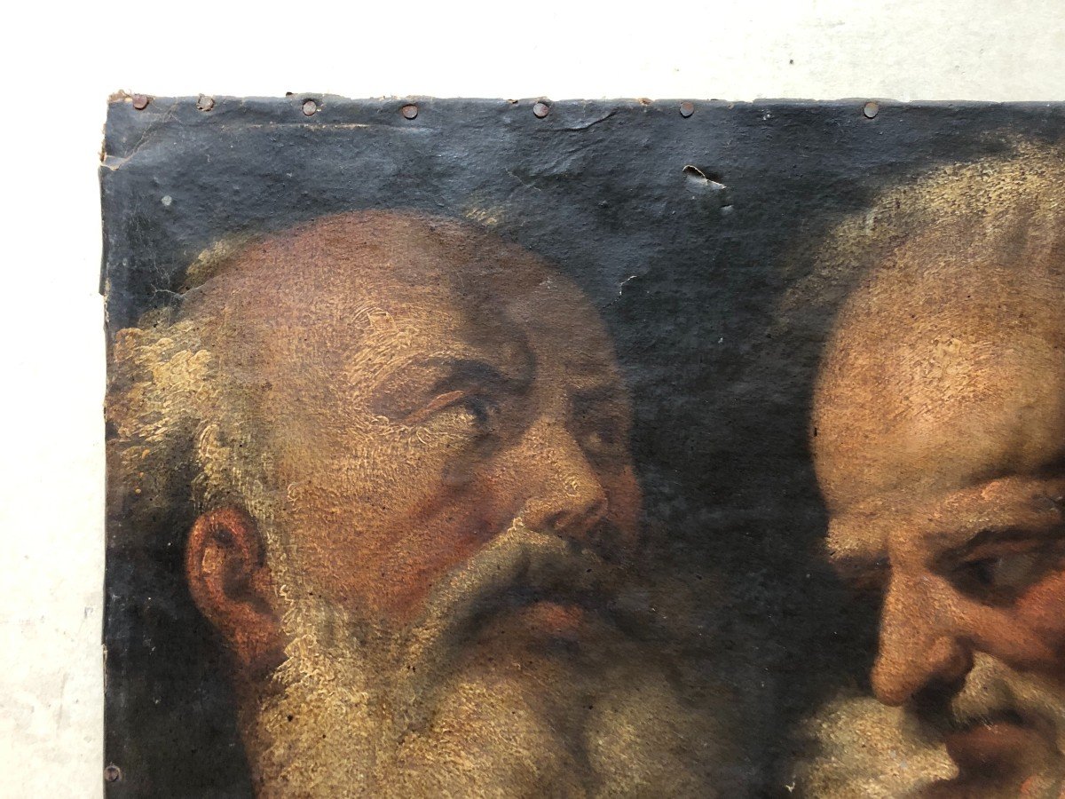 Portrait Of Two Men, 17th Century Italian School-photo-3