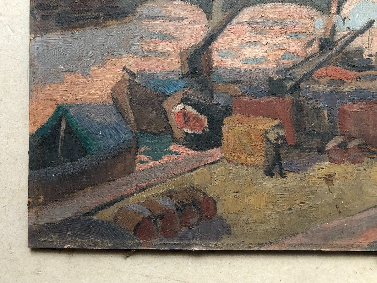 Paris, The Quays, Oil On Cardboard Early 20th Century, Signature To Be Identified-photo-3