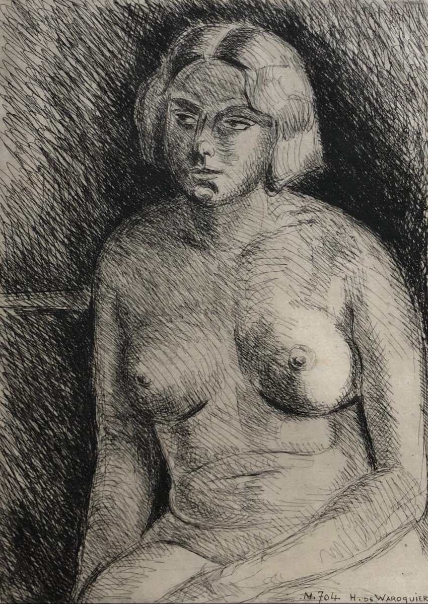 Henry De Waroquier, Female Nude, Etching