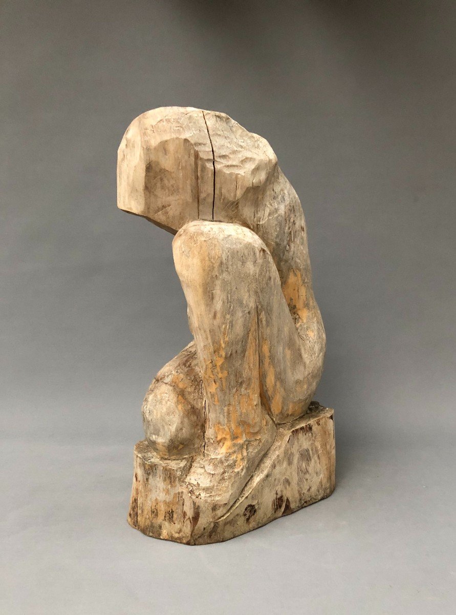 Brutalist Sculpture, Solid Wood, 20th Century-photo-4