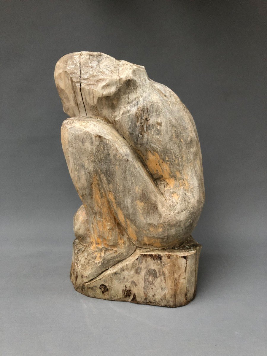 Brutalist Sculpture, Solid Wood, 20th Century-photo-1