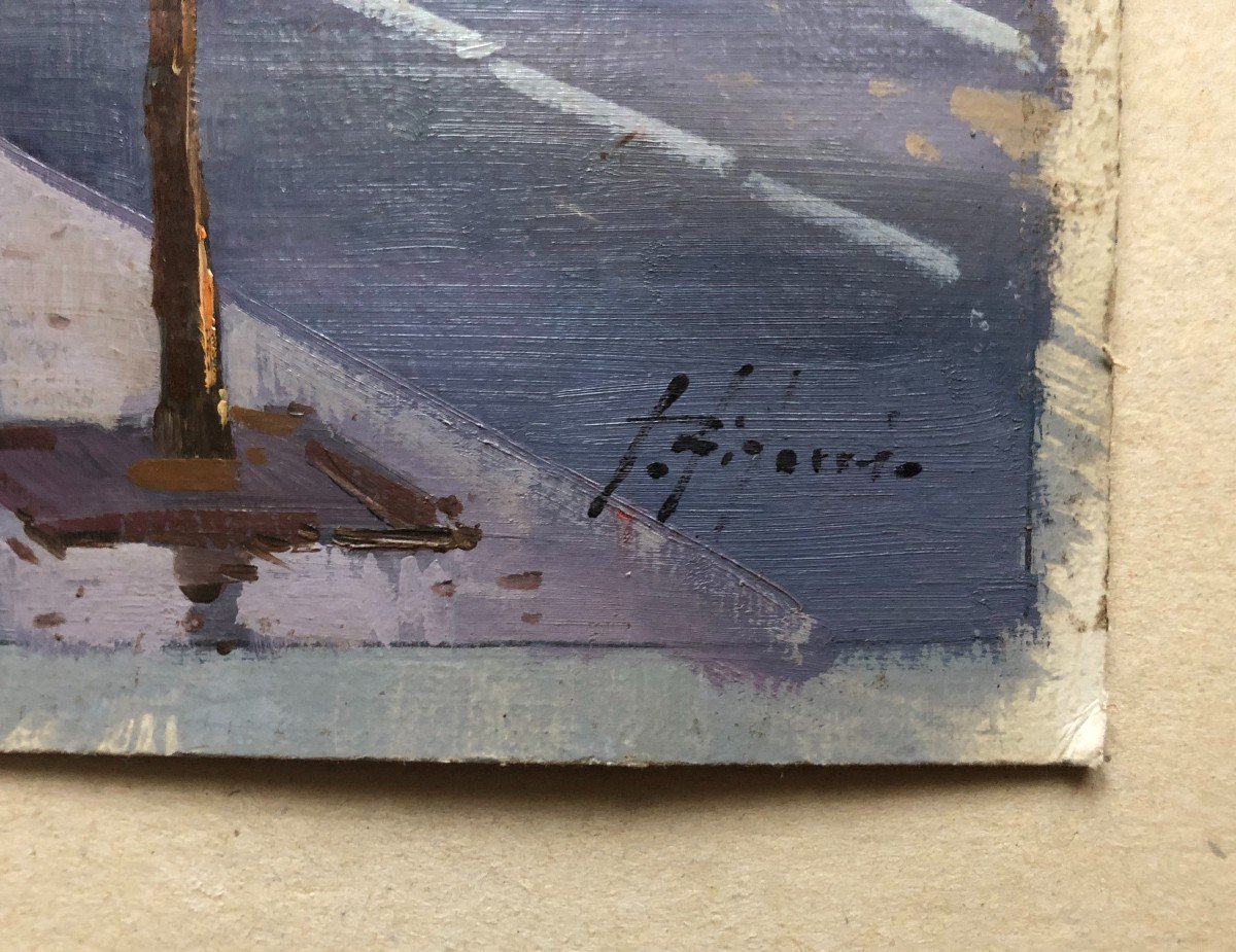 Animated Boulevard, Oil On Cardboard, Signature To Identify-photo-3