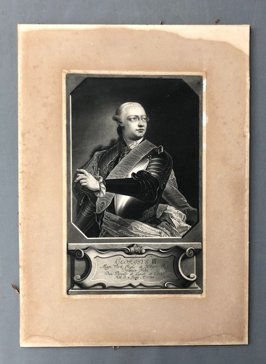 Johann Simon Negges, Portrait Of George III, 18th Century Engraving-photo-2