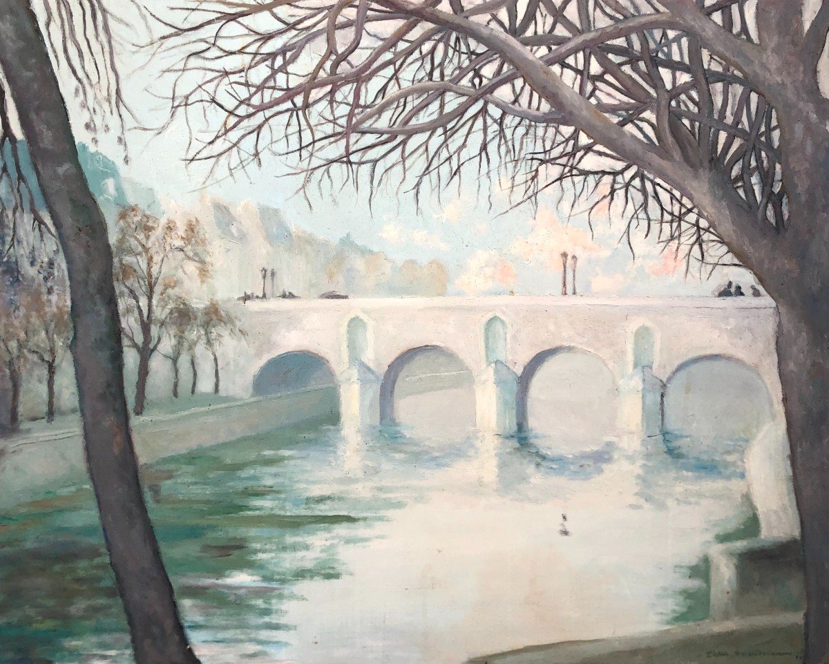 Le Pont Marie, Huile Sur Toile Signée Pierre Bourdeleau