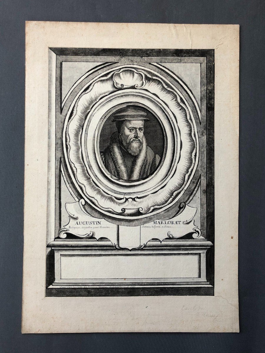 Augustin Marlorat, 18th Century Engraving In A Wash Frame-photo-2