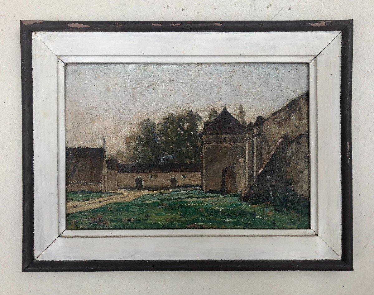 Ferdinand Ausquichoury, Farm Building, Oil On Panel-photo-2