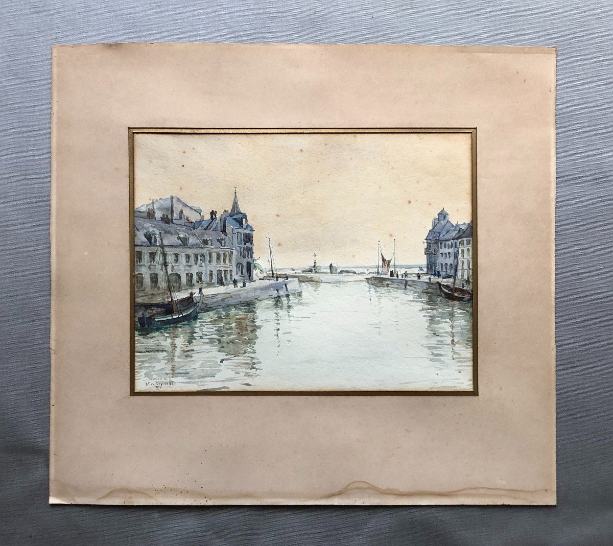 Souvenir De Saint Valéry, Aquarelle, Monogramée Et Datée 1922-photo-2