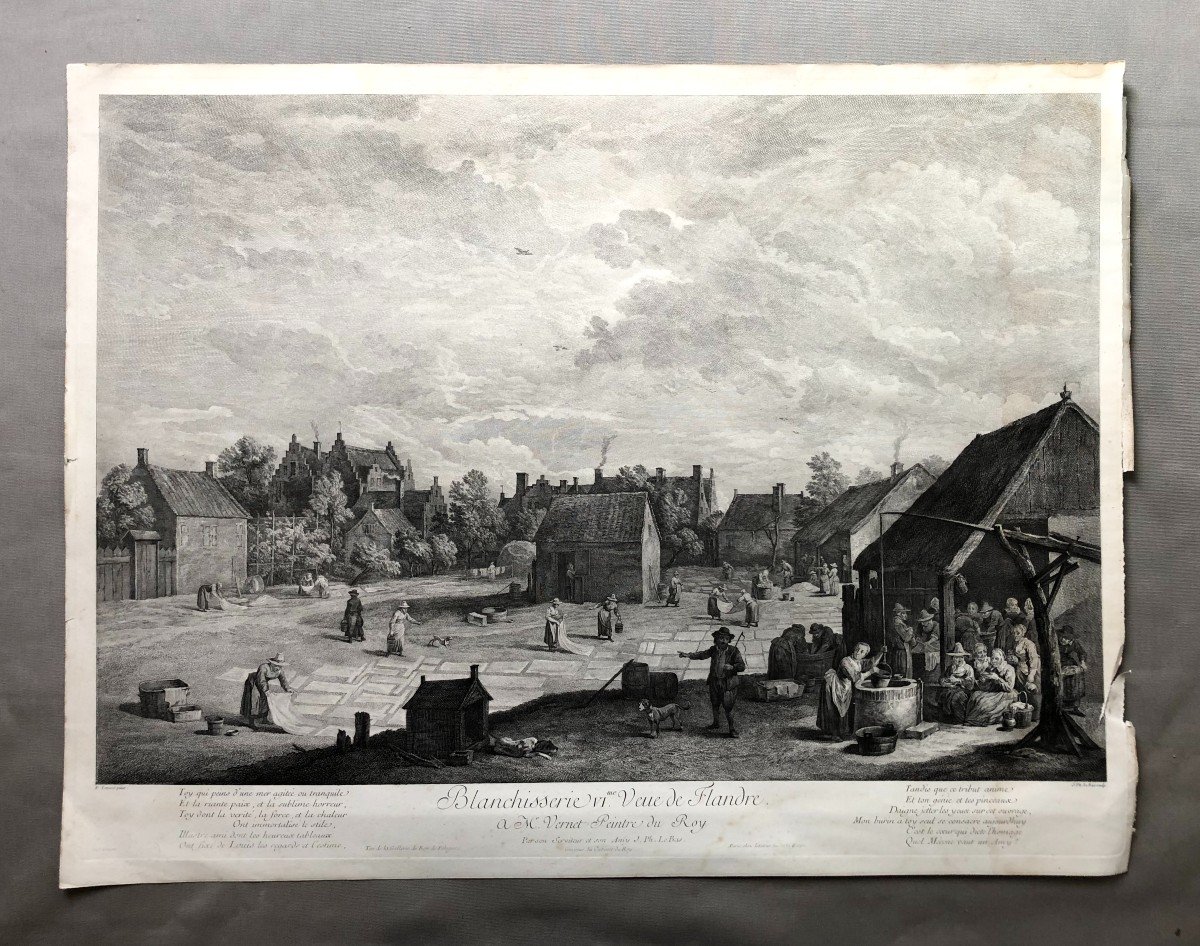 Laundry Vith View Of Flanders, Engraving From Le Bas After Teniers