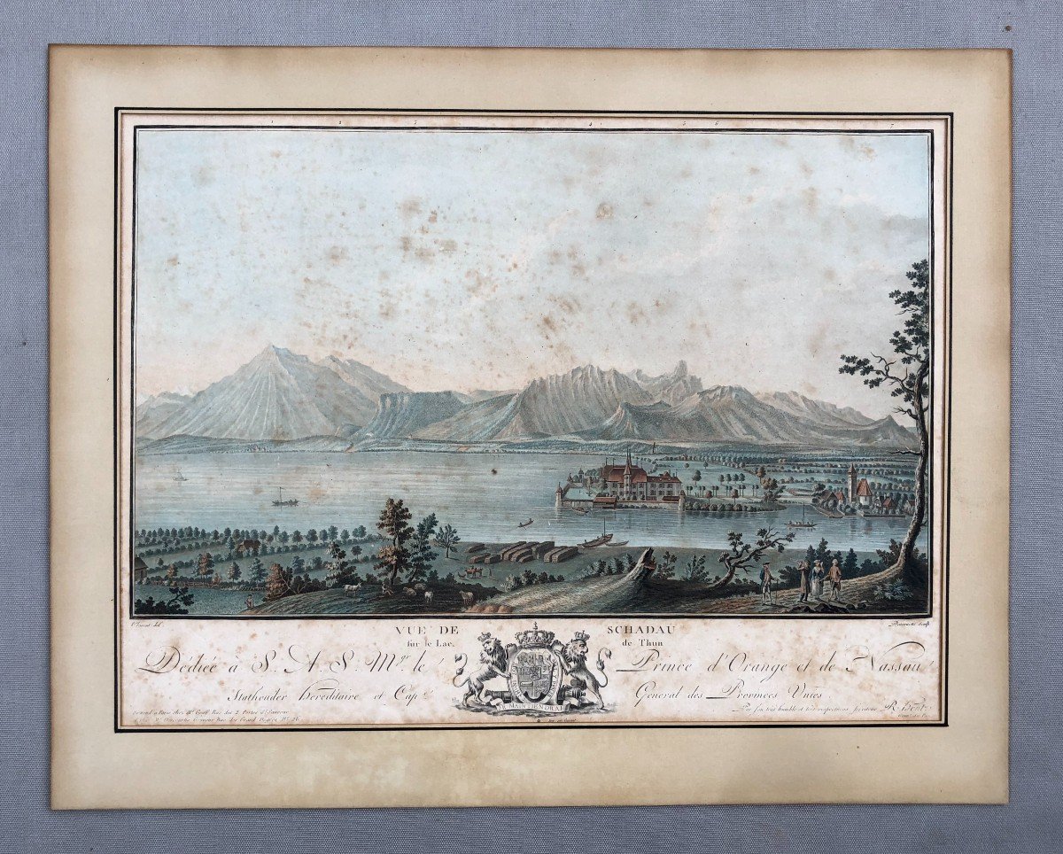 View From Schadau, Switzerland, 19th Century Print -photo-2