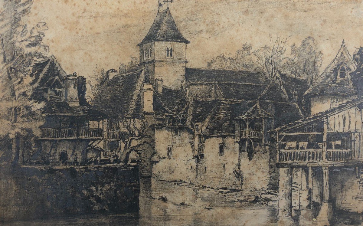 View Of Salies De Béarn, Late 19th Century Drawing