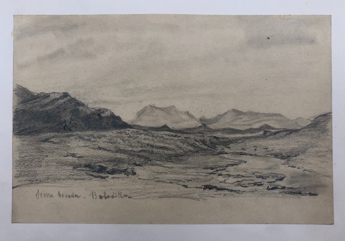 Views Of The Sierra Nevada, Three Drawings Late 19th Century-photo-2