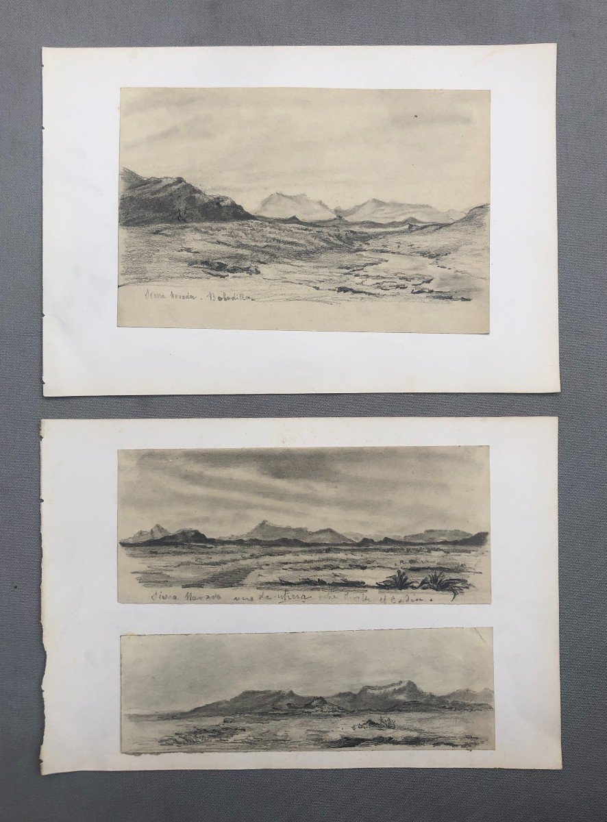 Views Of The Sierra Nevada, Three Drawings Late 19th Century