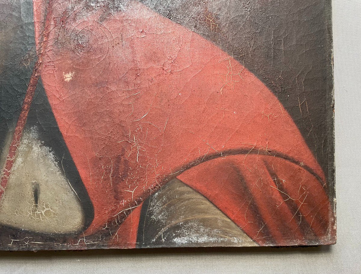 Portrait Of Cardinal, Oil On Canvas 19th Century To Be Restored-photo-1