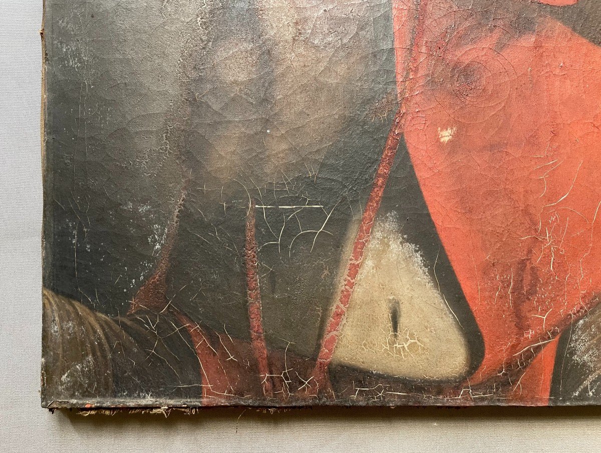 Portrait Of Cardinal, Oil On Canvas 19th Century To Be Restored-photo-2