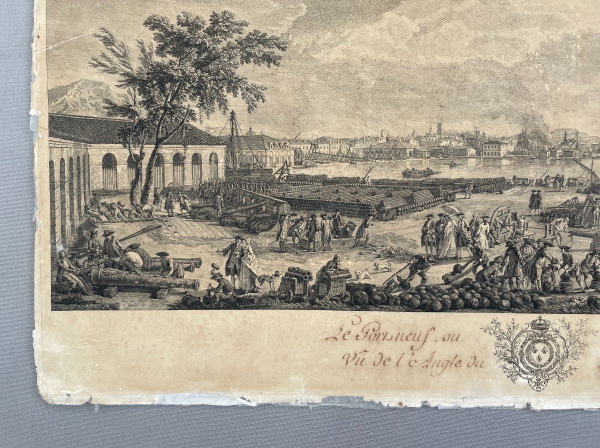 Le Port Neuf Ou l'Arsenal De Toulon, Gravure d'Après Joseph Vernet-photo-1