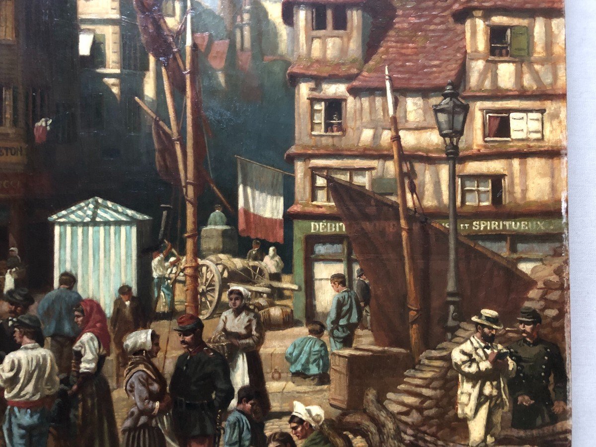  Le Havre, Quai Animé, Oil On Canvas 19th Century, Bears A Signature M. Koekkoek -photo-5