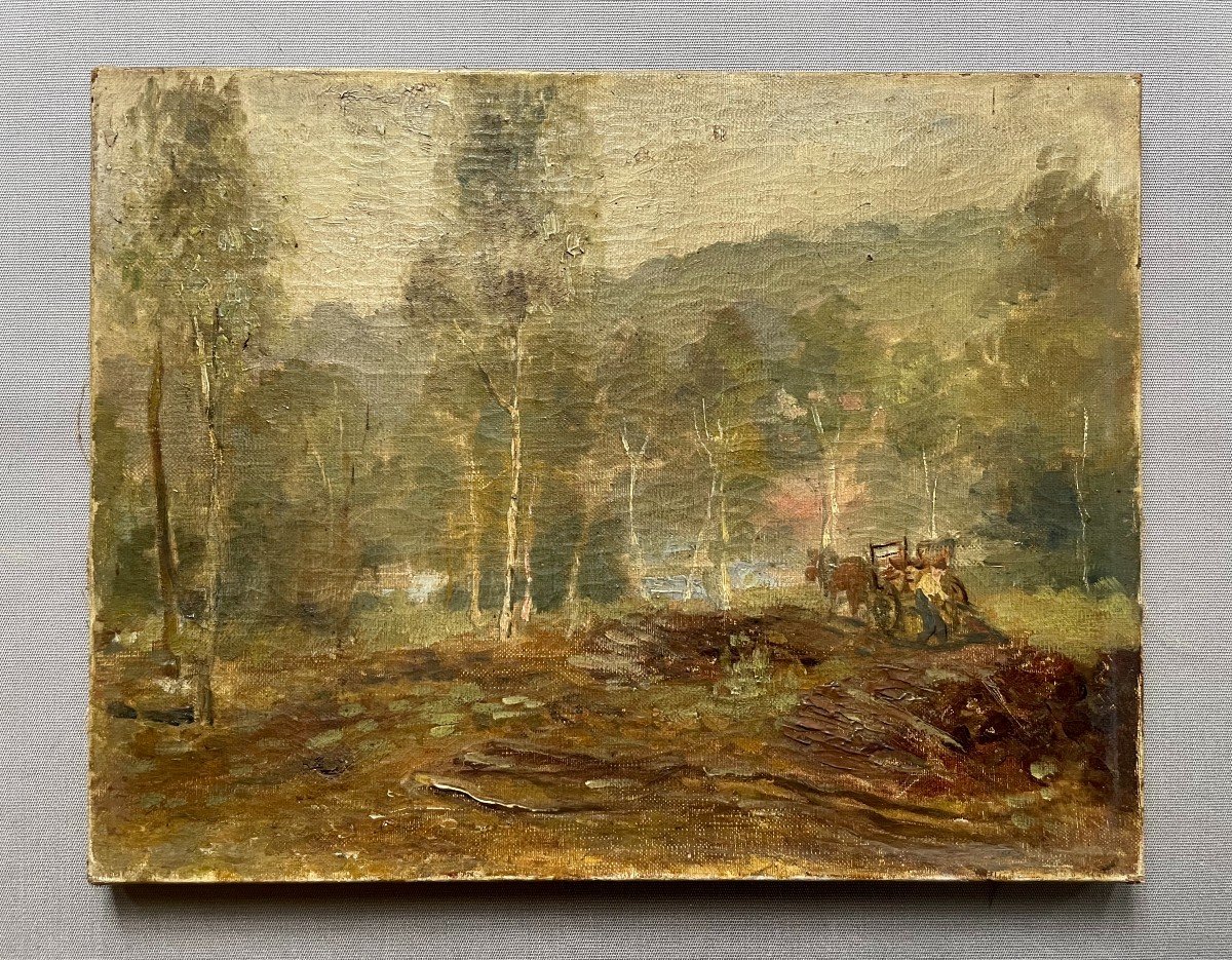 Gathering Wood, Oil On Canvas Late 19th Century-photo-2