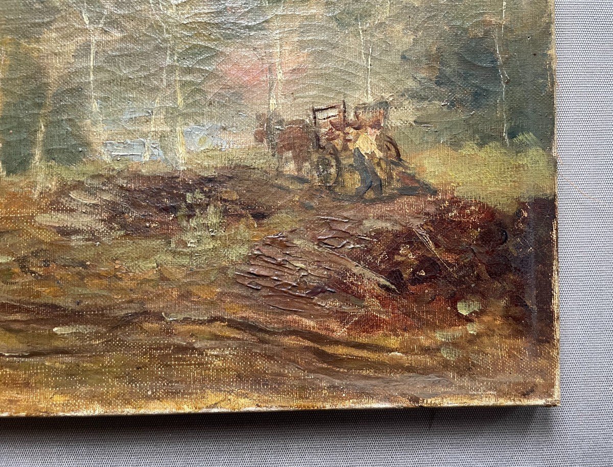 Gathering Wood, Oil On Canvas Late 19th Century-photo-1