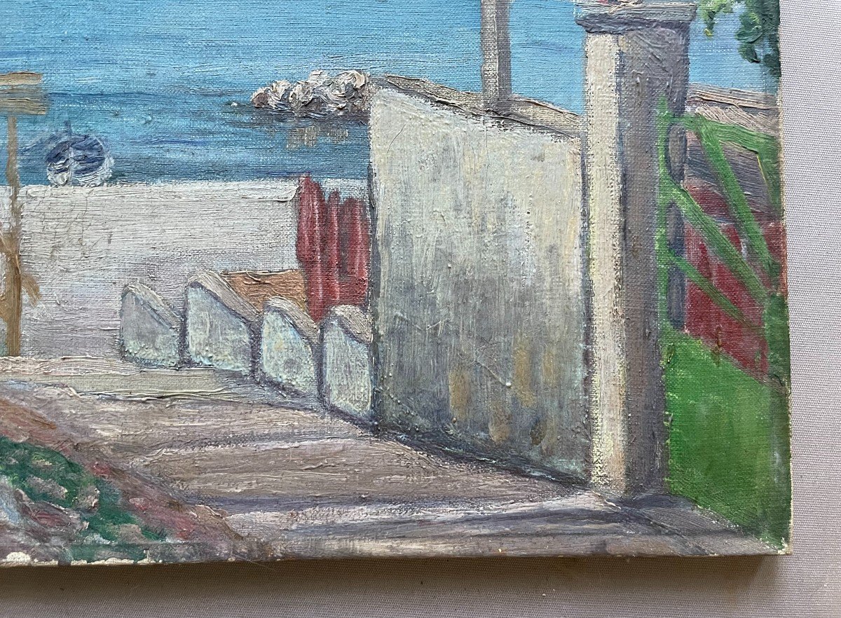 Marseille, Beach View, Oil On Canvas, Signature To Identify-photo-2