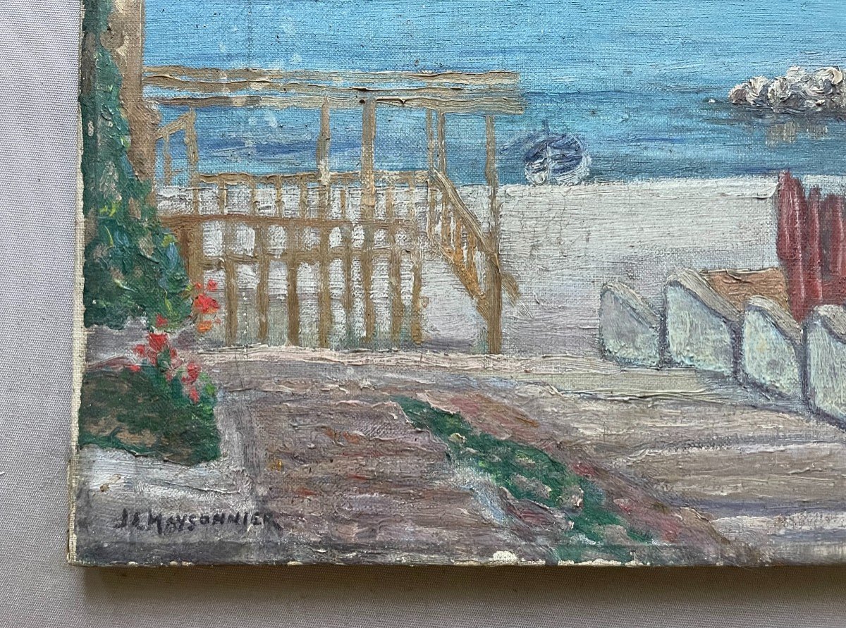 Marseille, Beach View, Oil On Canvas, Signature To Identify-photo-3